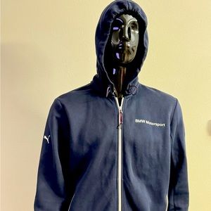 Blue BMW Motorsport Full Zipper Hooded Sweatshirt